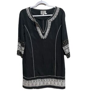 Pam & Gela Embroidered Tunic in Black, New with out Tags
